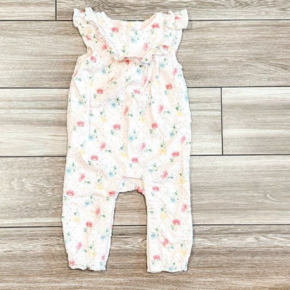 Janie & Jack Floral Eyelet Romper, Size 6-12M